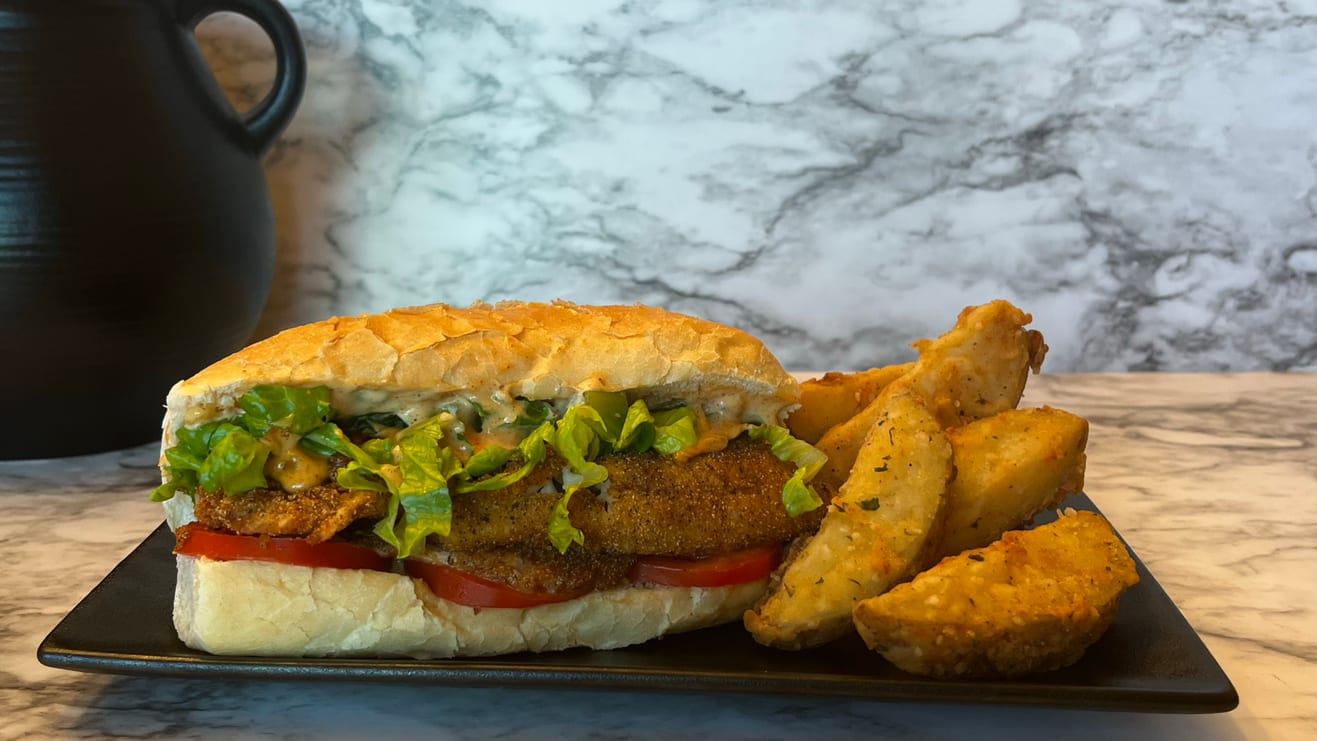 Catfish Po’ Boy w/ Wedges.